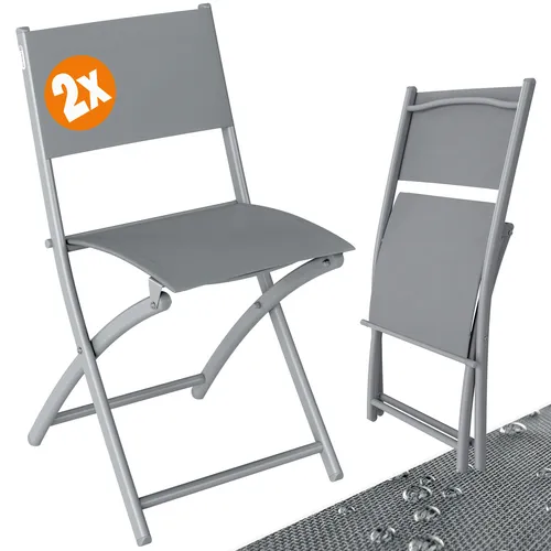 CASARIA Klappstuhl 109687, hellgrau, 2 Stück - Robuste Klappstühle aus pulverbeschichtetem Stahl, mit wetterfestem und pflegeleichtem Stoffbezug, ideal für den Innen- und Außenbereich, platzsparend zusammenklappbar.