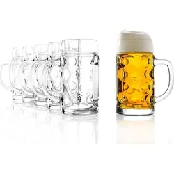 Stölzle Lausitz Bierkrug ISAR 6er Set - 6er Set Bierkrüge aus hochwertigem Soda Lime Glas, spülmaschinenfest und ideal für Oktoberfest-Feeling zu Hause. Genießen Sie 0,5 Liter Bier in traditionellem Design!