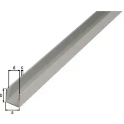 GAH Alberts U-Profil gleichschenkl.ungelocht L1000 x B15 x H10mm Aluminium, silberfarbig