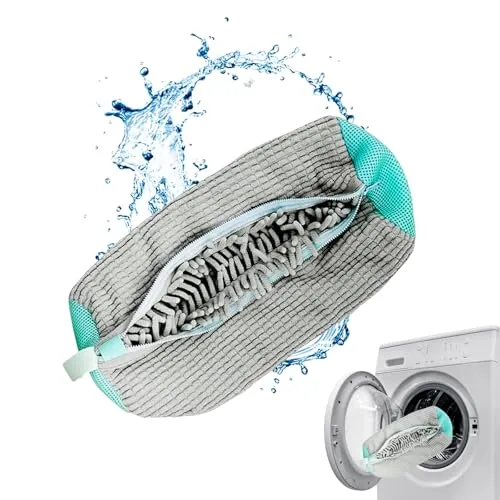 Schuhwaschbeutel Waschmaschine,Waschbeutel Schuhe Waschmaschine,Sneaker Schuh Waschbeutel,Schuhe Waschmaschine Beutel mit 360° Reinigungsflaum, Schuhsack für Waschmaschine und Trockne(Grau-1pcs)