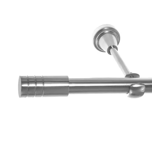 BASIT Gardinenstange mit Wandhalterung 400 cm lang Edelstahl Look im Set 1-läufige Gardinenstange Wandmontage - Deckenmontage Ø19mm Metall I 120-600 cm verfügbar H18
