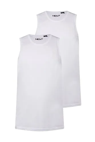 Men Plus T-Shirt Men+ Tanktop Basic 2er-Pack - Rundhalsshirts im 2er-Pack, perfekt für den Alltag und in bis 8 XL erhältlich, mit einer Größenangepassten Länge von ca. 72-82 cm für optimalen Tragekomfort.