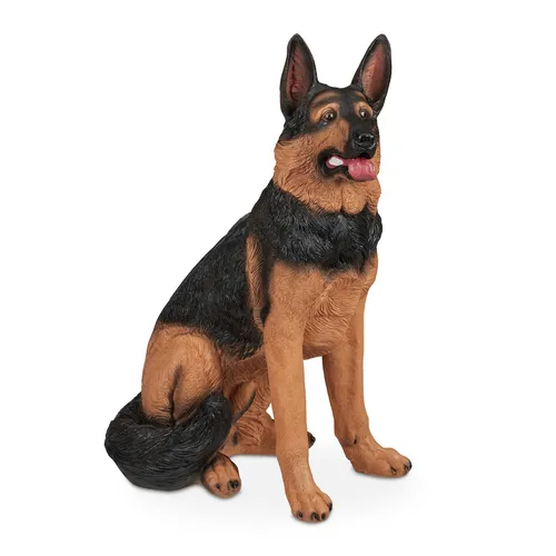 Schäferhund Figur Garten Hundestatue aus wetterfestem Polyresin - Wetterfeste Tierfigur in Form eines Schäferhundes, ideal für die Gartendekoration, mit einer Höhe von 85 cm und einem Gewicht von 6,65 kg.
