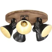 vidaXL Deckenleuchte 25 W Schwarz - 5-flammig im Industrial Style - Elegante 5-flammige Deckenleuchte aus robustem Mangoholz und Eisen. Ideal für Wohnzimmer und Büros, schafft eine einladende Atmosphäre. Individualisiere die Lichtfarbe für deinen Raum!