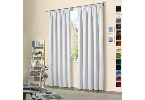 heimtexland Verdunkelungsvorhang - 2er Set Thermo Vorhänge - Fertiggardinen mit 240 g/m² für optimalen Sichtschutz, Kälteisolierung und Schalldämmung. Ideal für erholsamen Schlaf und ungestörtes Arbeiten in jedem Raum.