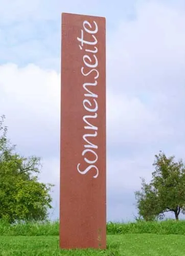 Garten Stele Edelrost Sonnen Seite 120cm Stecker Deko Schild Pflanz Metall