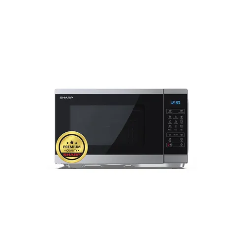 Sharp Mikrowelle YC-MG252AE-S mit Grill, 900 Watt - Mikrowelle mit 25 Litern, 11 Leistungsstufen und 8 AutoCook-Programmen. Ideal für vielseitiges Kochen und Grillen, inklusive Grillrost und Kindersicherung.
