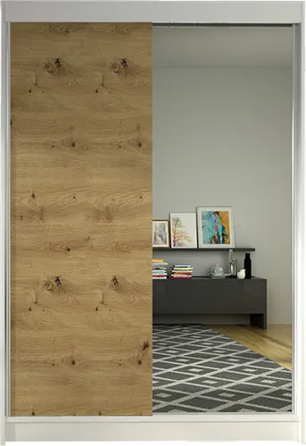 MIRJAN24 Schiebetürenschrank Lino I mit Spiegel - Schwebetürenschrank in Weiß und Artisan Eiche, ausgestattet mit einem modernen Aluminium-Schiebtürensystem und geräumigen Einlegeplatten für optimalen Stauraum.