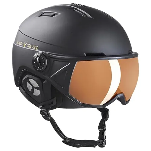 Black Crevice Skihelm St. Moritz mit Vollvisier, schwarz/orange, M (54-57 cm)