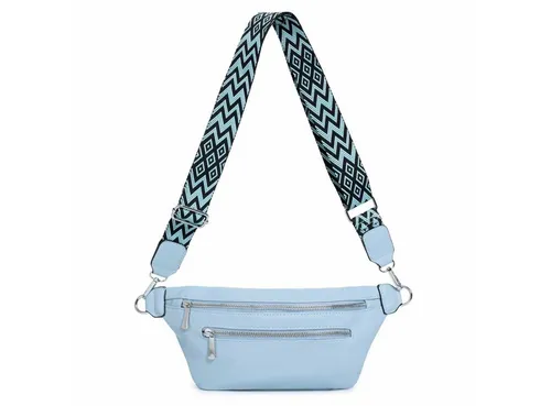 ITALYSHOP24 Bauchtasche Damen Brusttasche Bodybag Crossover Umhängetasche Gürteltasche Bag (Spar-Set aus einer Tasche mit einem breitem Muster Stoffgurt/Umhängeband), Crossbody Handytasche Hüfttasche Schultertasche Handytasche Geldbörse