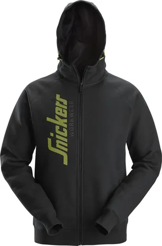 Snickers Workwear Rundhalspullover Logo Hoodie mit Reißverschluss - Schwarz XS - Stylischer Rundhalspullover mit praktischem Reißverschluss, ideal für den täglichen Einsatz. Hochwertige Baumwoll-Mischung sorgt für angenehmen Tragekomfort.