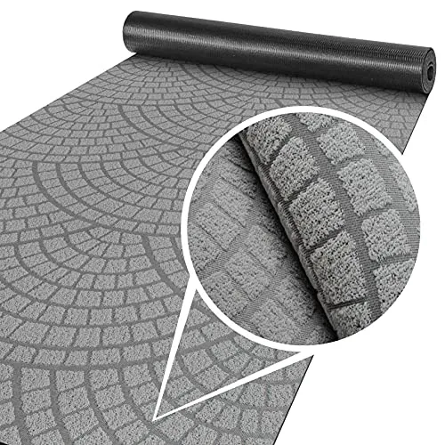 Produktbild ANRO Teppich Läufer Küchenläufer Küchenteppich Läufer Flur Teppich Velours rutschfest waschbar für Flur, Schlafzimmer, Wohnzimmer, Küche Davis Grau 67 x 100cm