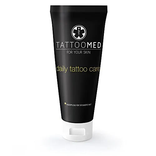 TattooMed Tattoo-Pflege Daily Tattoo Care Creme 100 ml - Bodycremes für die tägliche Pflege tätowierter Haut, bietet UVA & UVB Schutz und sorgt für lange strahlende Farben, dermatologisch bestätigt und vegan.