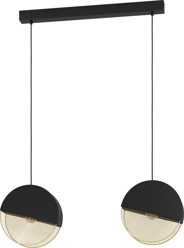 EGLO Hängelampe Mumbles - Elegante 2-flammige Pendelleuchte für Esstische - Moderne Esszimmerlampe aus Metall in Schwarz und Gold, mit faszinierendem Lichtspiel durch das goldfarbene Gitter. Ideal für stilvolle Beleuchtung im Wohnzimmer oder Esszimmer.