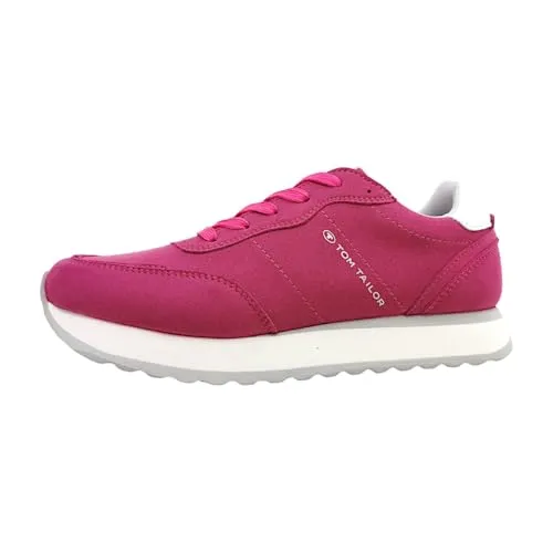 TOM TAILOR 7490150001 Sneaker für Damen - Damen-Schnürhalbschuhe mit angenehmem Tragekomfort, ideal für den Alltag und Freizeit. Leichte, modische Freizeitschuhe in elegantem dk pink, perfekt kombinierbar.
