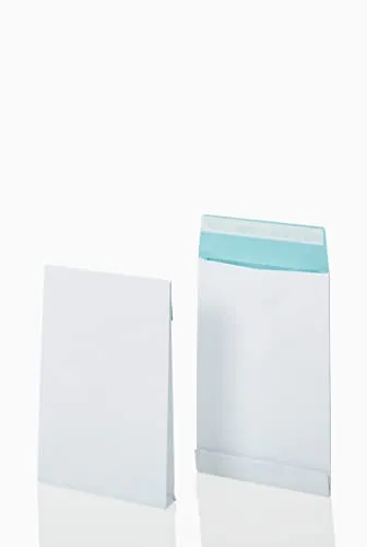 Bong Faltentaschen C4 - 125 Stück, haftklebend & fadenverstärkt - Umschläge: Robuste C4 Versandtaschen mit Klotzboden und blauem Innendruck, ideal für Geschäftsunterlagen und Kataloge. Starker Halt dank haftklebendem Verschluss.