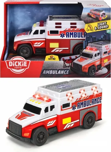 Dickie Ambulance Spielzeugauto - Rettungsfahrzeug mit Licht und Sound 15 cm