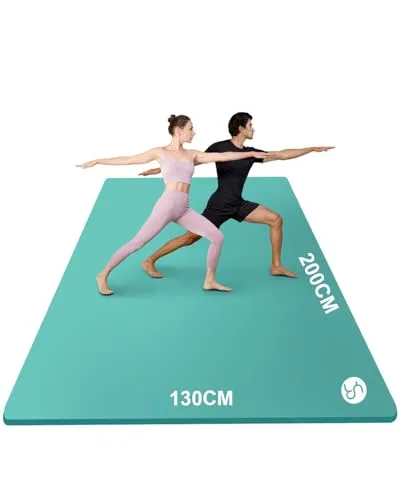 RYTMAT Yogamatte XXL 200x130cm NBR Gymnastikmatte Extra Groß Breit Fitnessmatte 10mm Dick Sportmatte Trainingsmatte für Heim-Fitness Yoga, Eltern-Kind-Aktivitäten, Senioren-Fitness