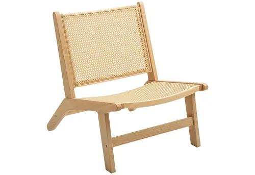furnicato Gartenstuhl Akzentstuhl in Naturholz - Stylischer Akzentstuhl aus massivem Naturholz mit Rattan-Sitzfläche, ideal für entspannte Stunden im Garten. Belastbar bis 120 kg, perfekt für jeden Außenbereich.