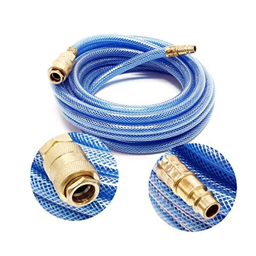 Wiltec PVC Druckluftschlauch 5 m bis max. 60 bar, Kompressorschlauch mit Schnellkupplung, Gewebeschlauch für alle gängigen Kompressoren, Luftschlauch