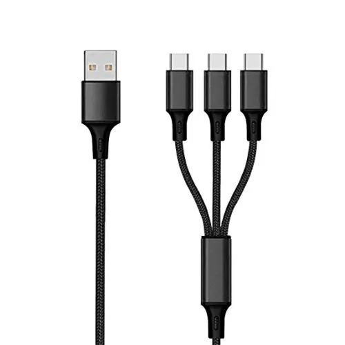 2GO 3in1 USB Ladekabel USB Type-C Nylon 1,5m schwarz 797156 | 4010425971560