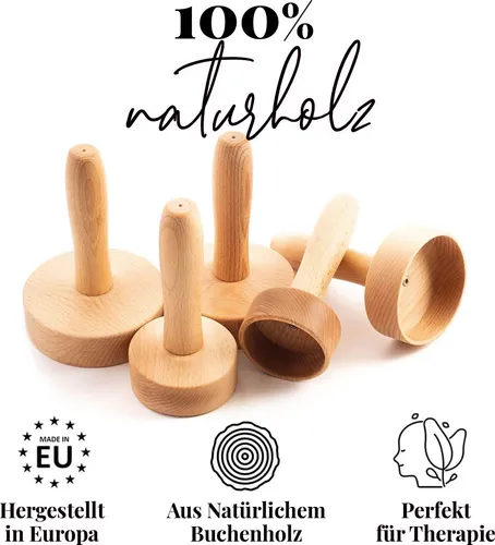 tuuli Maderotherapie Holz Set Massagegerät Schwedische Tasse Cellulite Lymphdrainage Gerät