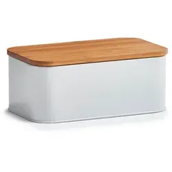 Zeller Brotkasten mit Bamboo Deckel, Metall matt weiß - Brotkästen aus pulverbeschichtetem Metall mit hochwertigem Bambusdeckel für frische Aufbewahrung. Modernes Design mit optimaler Luftzirkulation.