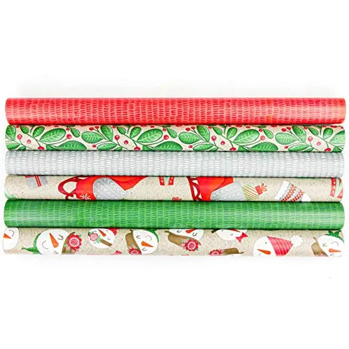 Papierdrachen 6 Bögen Weihnachts Geschenkpapier 70x50cm doppelseitig bedruckt - 6 verschiedene Designs hochwertig auf 100g/m² Papier - Motiv Rot grün