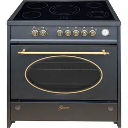 GURARI GCH E 912 BL r, mit 1-fach-Teleskopauszug, Retro Elektro Standherd 90 cm/ Retro Range Coocker / 121L - Schwarz