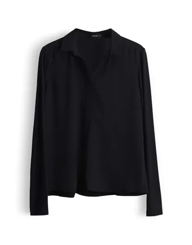 OPUS Damen Langarmbluse | FRERA Regular Shirtbluse aus Material Mix Black, 44