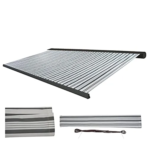 Ersatz-Bezug für Markise T124 - Sonnenschutz 5x3m in Grau-Weiß - Garten-Sonnenschutz Zubehör mit UV-Schutz und wasserabweisendem Stoff. Perfekt für Terrasse und Balkon, sorgt für schattige Momente an heißen Tagen und bringt frische Farben in Ihr Outdoor-Ambiente.