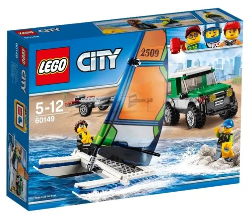 LEGO City 60149 - Geländewagen mit Katamaran - Bauklötze & Bausteine, kreatives Set mit Geländewagen und Katamaran für spannende Abenteuer, inklusive zwei Minifiguren und Zubehör für ein fesselndes Spielerlebnis.