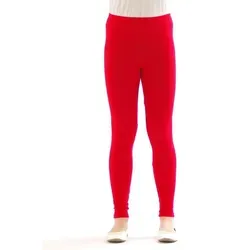 SYS Leggings Kinder Mädchen Leggings Hose lang blickdicht aus Baumwolle rot 158