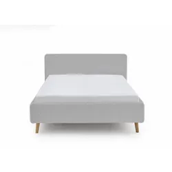 Meise Möbel Mattis Polsterbett mit Holzfuß und glattem Kopfteil - Betten – Skandinavisches Design, optimaler Schlafkomfort und vielseitige Nutzungsmöglichkeiten. Ideal zum Entspannen oder Frühstücken im Bett.
