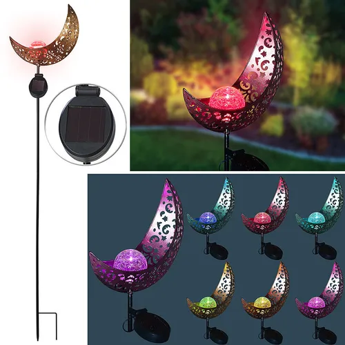 Lunartec Gartenstecker: Solar-Mondleuchte mit RGB-LEDs und Erdspieß, IP44