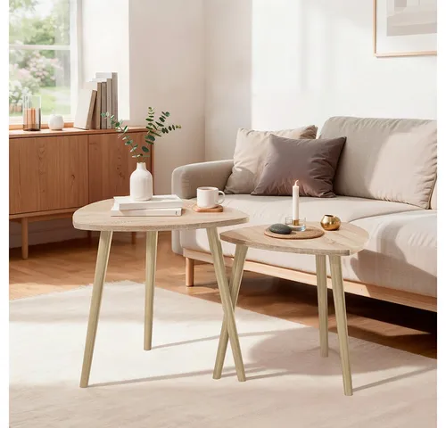 Vicco Couchtisch Twino 2er Set, Sonoma, 48 x 45 cm von Vicco