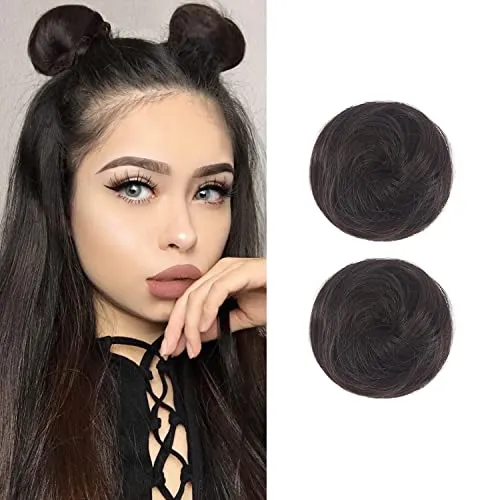 2PCS Mini Kralle Falsche Brötchen Glatte Haare Bun Extensions Haar Donut Chignon Clip in Haar Scrunchies