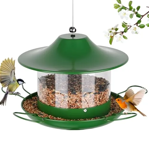 Gaethra Vogelfutterhaus zum Aufhängen, 1800ml Faltbarer Futterhaus für Vögel, Vogelhaus zum Aufhängen Grün, Vogelfutterhaus Höhenverstellbar, Vogelhaus Wetterfest für Garten, Balkon