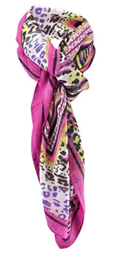 TigerTie Halstuch in pink lila gelb orange schwarz grau braun gemustert - Gr. 100x100 cm