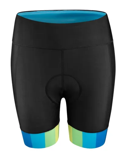 Force Victory Damen Shorts 2XL schwarz-blau - Bequeme Damen Fahrradhosen mit hohem Bund und anatomischem Einsatz. Rutschfeste Beinabschlüsse sorgen für optimalen Halt. Praktische Gesäßtasche für kleine Utensilien. Ideal für den aktiven Einsatz.