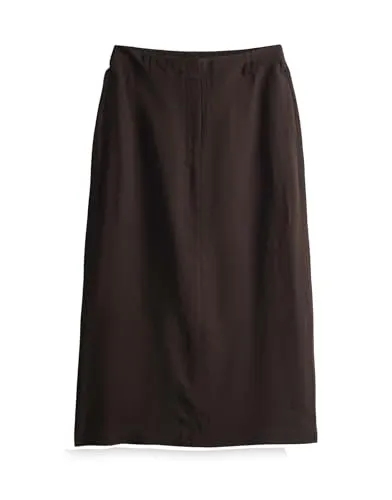 someday Damen Midirock OLINI mit Schlitzdetail in Dark Espresso, Größe 42 - Röcke für Damen, eleganter Midirock mit Schlitzdetail aus nachhaltigem Ecovero Viscose für ein angenehmes Tragegefühl und vielseitige Kombinationsmöglichkeiten.