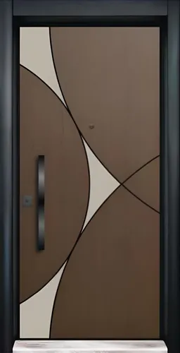 Braun-Beige Designer Eingangstür - Robuste Sicherheitstür - Moderne Eingangstür mit 3-dimensional verstellbaren Bändern und hochwertiger Aluminium-Bodenschwelle. Ideal für den täglichen Einsatz, mit geprüfter Sicherheit RC2 und umfangreichem Zubehör.
