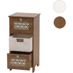 Kommode HWC-O75 mit 3 Schubfächern und Korbschublade in braun von Mendler