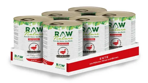 RAW Nature Nassfutter Ente Pur mit Hirse & Birne, getreidefrei