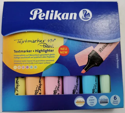 Pelikan Textmarker 490 Pastel 6er Set in 3 Breiten lichtbeständig #18.4 1053 A8