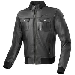 Bogotto Brooklyn Motorrad Lederjacke, schwarz, Größe 48 für Männer - Funktionsjacke aus 1,3 mm starkem Rindsleder mit Sicherheitsnähten und Level 2 Protektoren für optimalen Schutz beim Fahren.