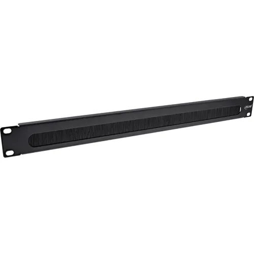 InLine® 19 zoll Kabel Durchführungsplatte mit Bürste, 1HE, RAL 9005 schwarz