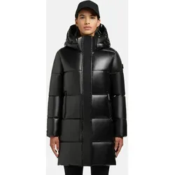 KHUJO Haya Shiny-YM Steppmantel - Funktionsjacke für Damen, wasserdicht und winddicht, ideal für kalte Wintertage mit abnehmbarer Kapuze und praktischen Fleece-Reißverschlusstaschen.