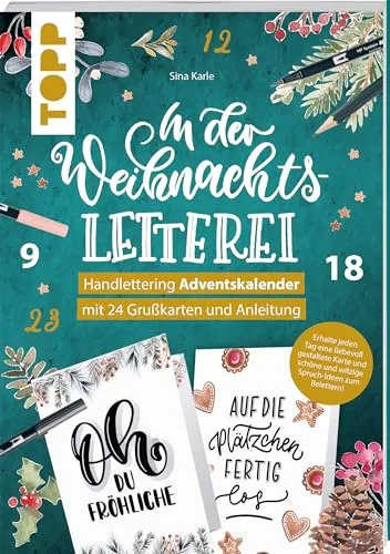 In der Weihnachtsletterei: Handlettering Adventskalender - Mangas - Kreativer Adventskalender mit 24 Grußkarten und täglichen Anleitungen für einzigartiges Handlettering in der Vorweihnachtszeit.