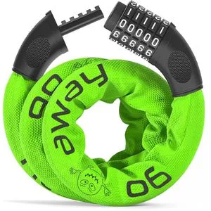 all-lemon Fahrradschloss Bike Lock, Kettenschloss, grün, 90cm - Fahrrad-Kettenschlösser mit individuell einstellbarem Zahlencode, temperatur- und korrosionsbeständig sowie wetterfester Textilummantelung - ideal für E-Bikes.